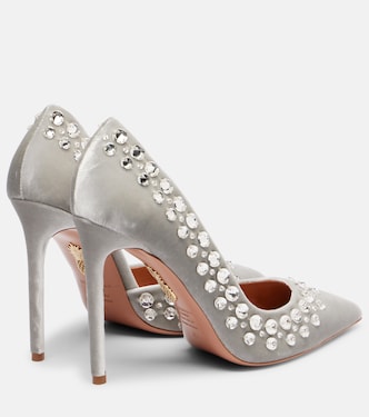 Pumps Cosmic Love aus Samt mit Kristallen | Aquazzura