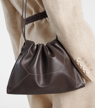 Mini leather crossbody bag | Brunello Cucinelli