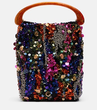 Crisp Small sequined satin top-handle bag | Dries Van Noten