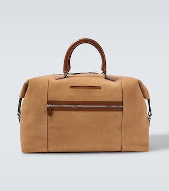 Leather-trimmed suede duffel bag | Kiton