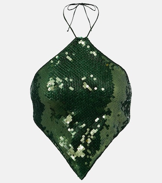 Marylin sequined halterneck crop top | Oséree