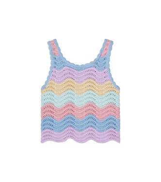 Scalloped striped cotton tank top | Stella McCartney Kids