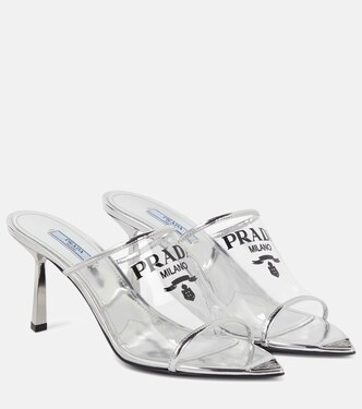 Leather-trimmed sandals | Prada