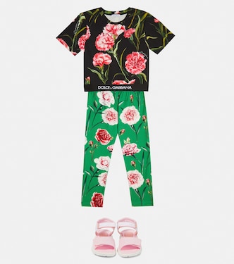 Floral cotton-blend leggings | Dolce&Gabbana Kids