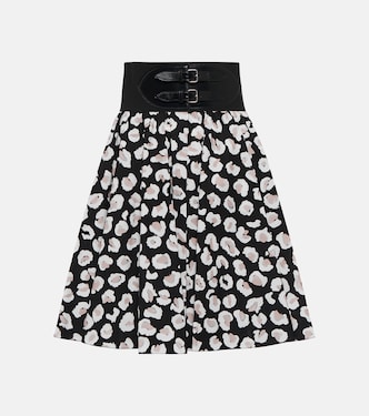 Floral cotton leather-trimmed miniskirt | Alaïa