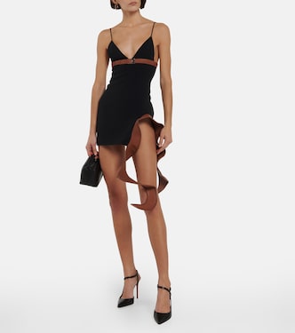 Leather-trimmed cady minidress | David Koma