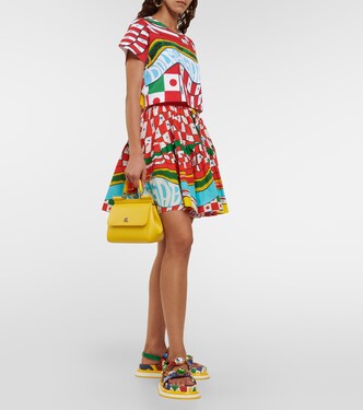 Minigonna in popeline di cotone con stampa | Dolce&Gabbana