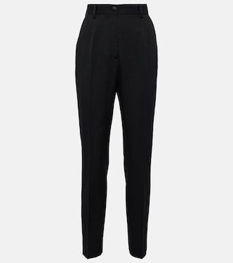 Pantaloni slim in lana e seta a vita alta | Dolce&Gabbana