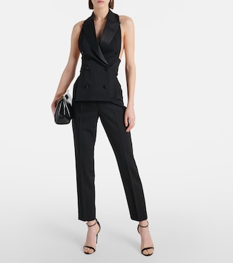 Pantaloni slim in lana e seta a vita alta | Dolce&Gabbana