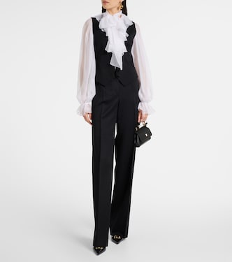 Pantaloni a gamba larga in gabardine di lana e seta | Dolce&Gabbana