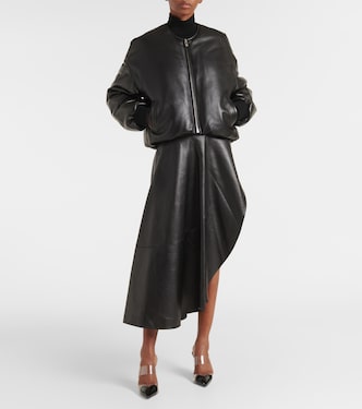 Falda midi asimétrica de piel | Alaïa
