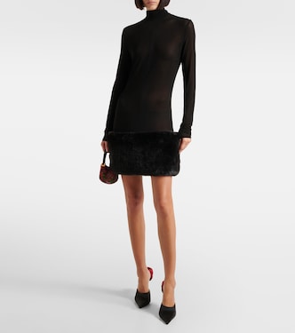 Sheer faux fur-trimmed minidress | Magda Butrym