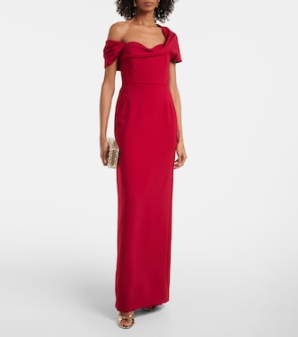 Draped off-shoulder crêpe gown | Carolina Herrera