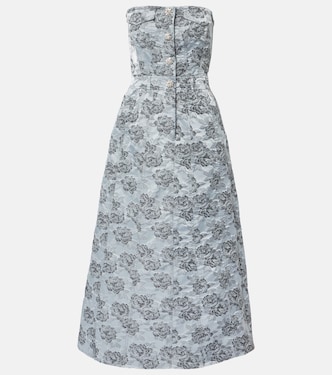 Strapless floral jacquard midi dress | Ganni