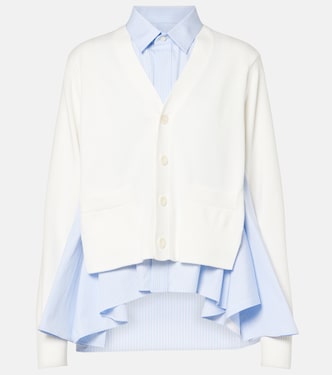 Cardigan in misto cotone e popeline  | Sacai