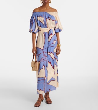 Abito midi off-shoulder in lino | Johanna Ortiz