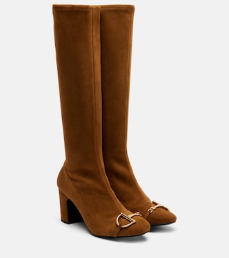 Stiefel Alfa Horsebit 75 aus Veloursleder | Gucci