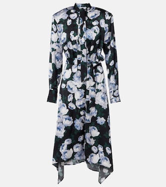 Floral tie-neck satin midi dress | Stella McCartney