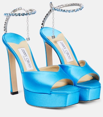 Saeda 125 embellished satin platform sandals | Jimmy Choo