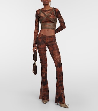 x KNWLS printed mesh crop top    | Jean Paul Gaultier