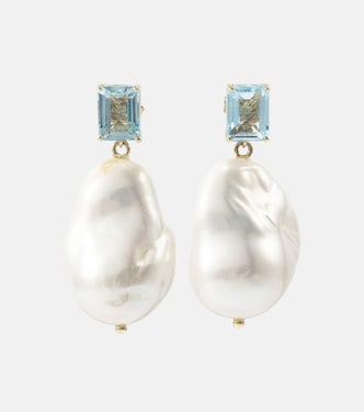 Ohrringe aus 14kt Gelbgold mit Topas und Barockperlen  | Mateo