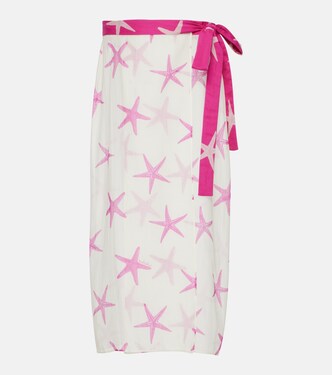 Pareo Starfish in cotone e seta con stampa | Valentino