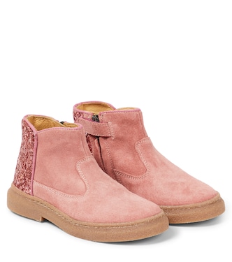 Ankle Boots Trix Back aus Veloursleder mit Glitter | Pom d'Api