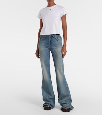 T-shirt cropped Skull in cotone | McQueen