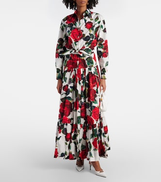 Gonna lunga in cotone con stampa floreale | Dolce&Gabbana