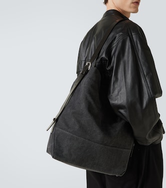 Tote en lona de algodón con piel | Lemaire