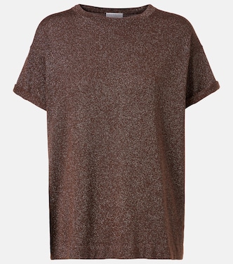 Top in lamé di misto cashmere e seta | Brunello Cucinelli
