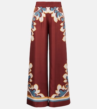 Pantalones palazzo de sarga de seda estampados | La DoubleJ