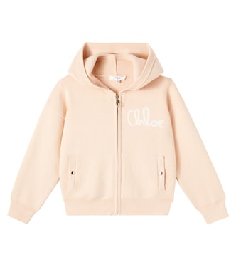Logo cotton and wool zip-up hoodie | Chloé Kids