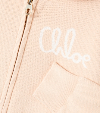 Logo cotton and wool zip-up hoodie | Chloé Kids