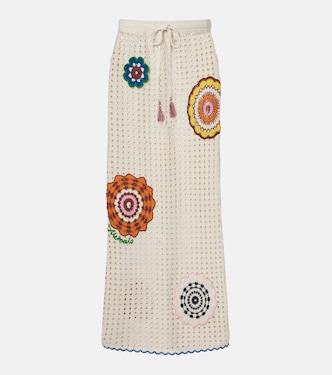 Elma crochet embroidered cotton maxi skirt | Alémais