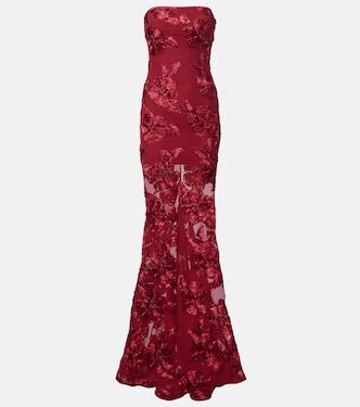 Floral-appliqué mesh gown | Rotate