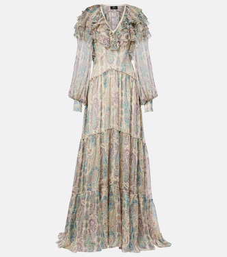 Vestido lencero con encaje en georgette de seda | Etro