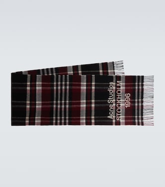 Fringed plaid wool scarf | Acne Studios