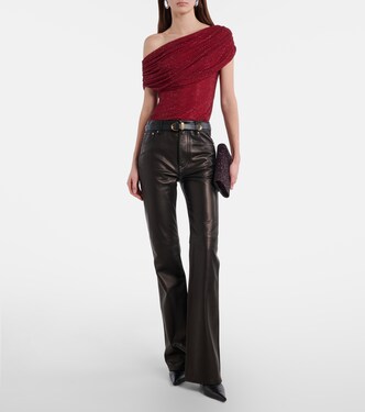 Draped embellished mesh top | Self-Portrait