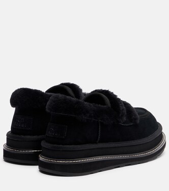 x UGG suede and shearling penny loafers | Sacai