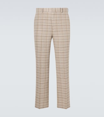 Checked silk and linen tweed straight pants | Auralee