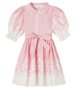 Bow-detail printed cotton shirt dress | Patachou