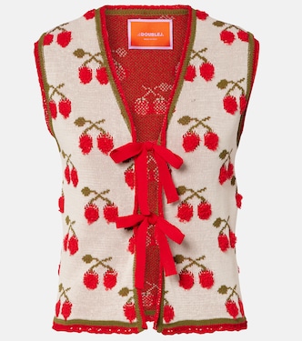 Cherry cotton-blend intarsia vest | La DoubleJ