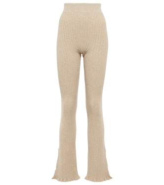 Ribbed-knit wool-blend flared pants | Victoria Beckham
