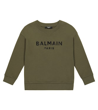 Logo printed cotton sweatshirt | Balmain Kids