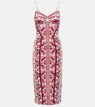 Abito midi in marquisette con stampa | Dolce&Gabbana