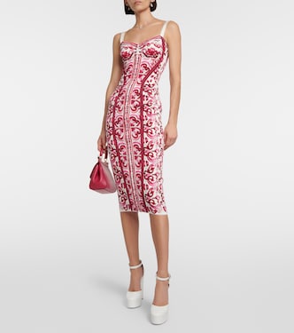 Abito midi in marquisette con stampa | Dolce&Gabbana