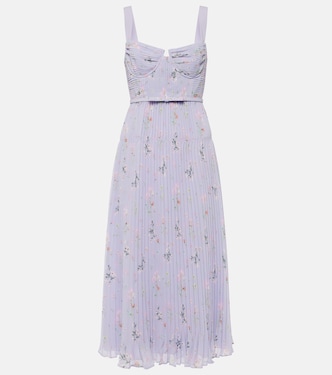 Abito midi bustier in chiffon con stampa | Self-Portrait