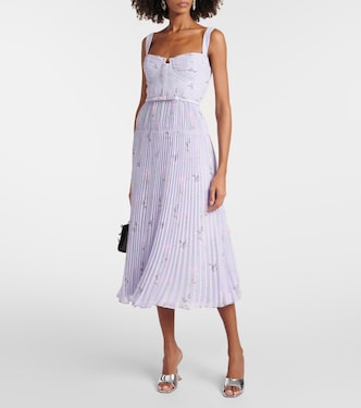 Abito midi bustier in chiffon con stampa | Self-Portrait