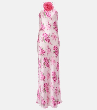 Floral-appliqué silk maxi dress | Rodarte